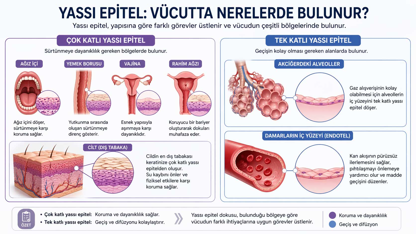 Yassı Epitel Vücutta Nerelerde Bulunur