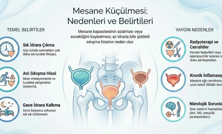 Mesane Küçülmesi Belirtileri ve Nedenlerini Gösterir Görsel